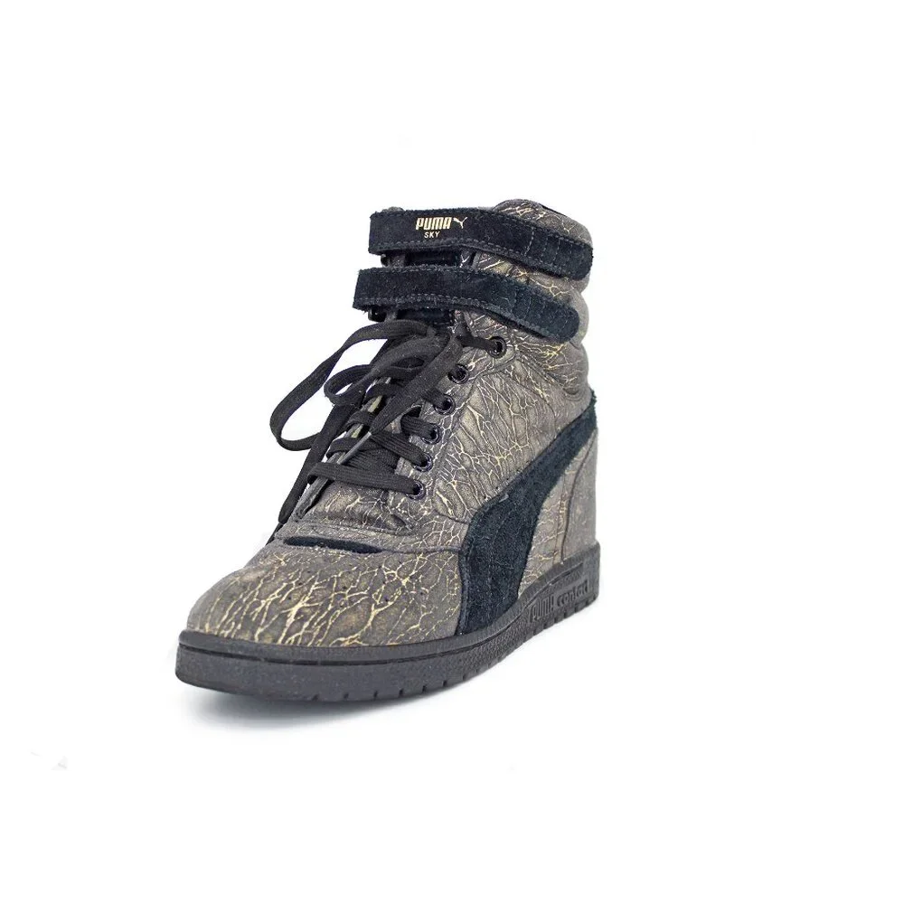 Puma Sky Wedge Gray/Gold Thread Iridescent Womens High Top Sneakers: Size 9.5 - Picture 2 of 9
